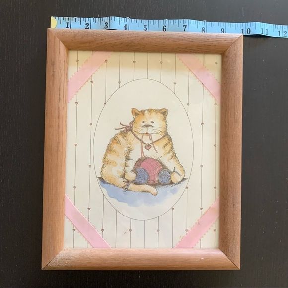 🐈 VINTAGE Adorable 80s kitty cat picture frame wall art 🐈 - Picture 11 of 11